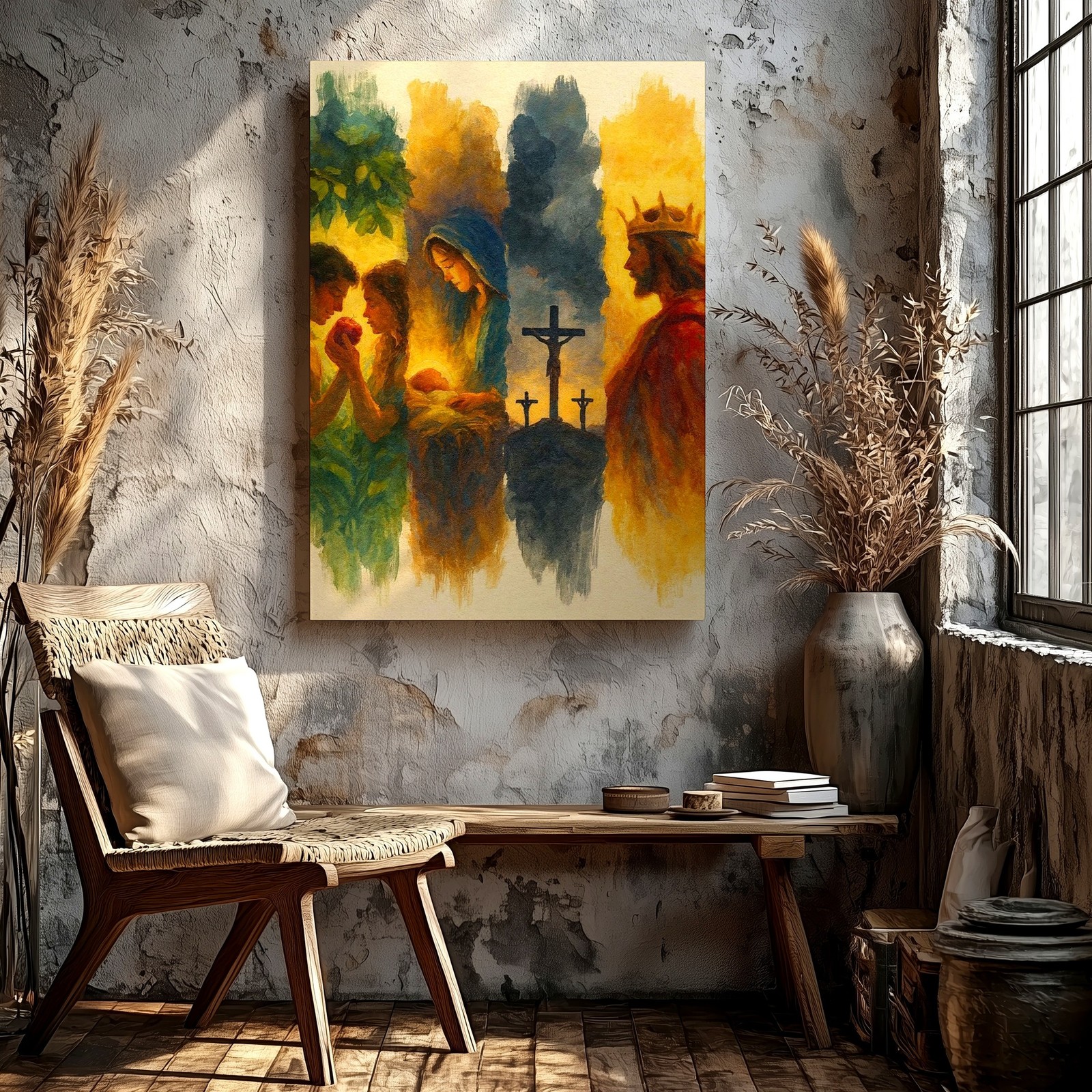 Wall Art Christian Biblical Canvas Print Jesus Crown Mary Nativity Crucifixion