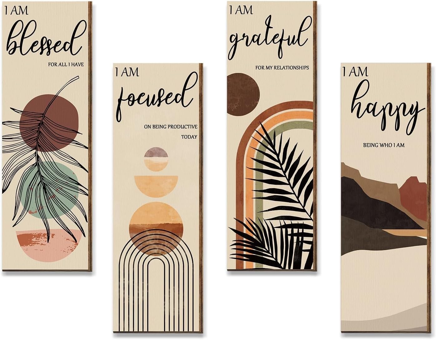 Boho Wall Art Prints 11 x 3.5 x 0.2 Inch Set of 4 Mid Century Positive