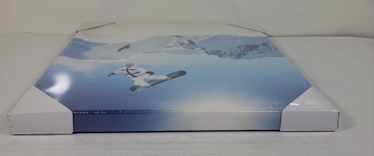 Winter Snowboard Jump Canvas Wall Art White & Black Suit 12×12. New