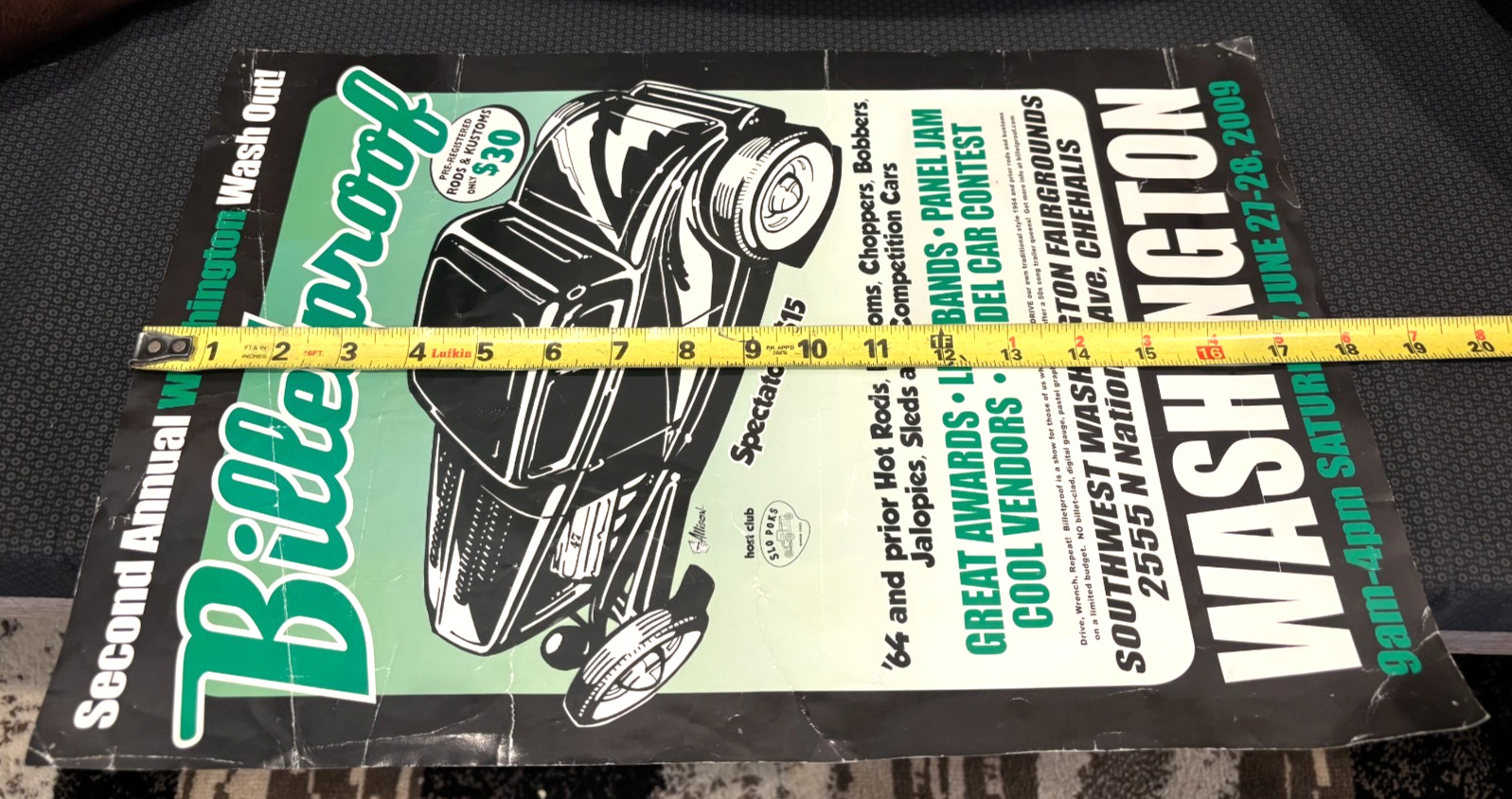 VTG! Second Annual Billetproof Car Show Event Poster ~2009 Southwest WA. Hot Rod