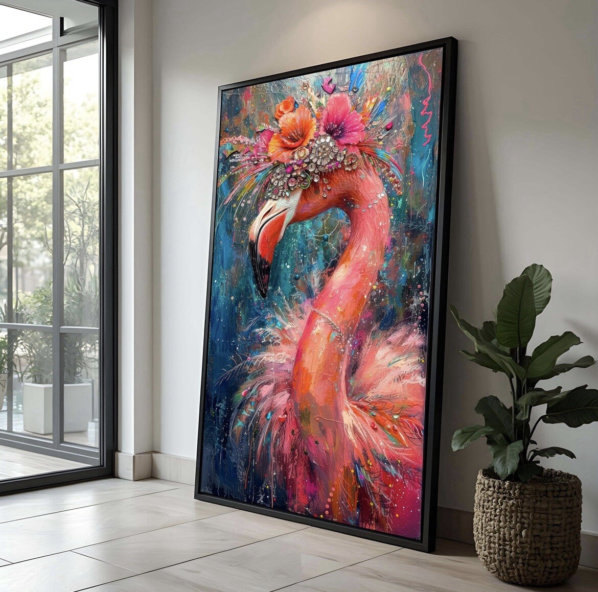 Canvas Wall art Print Colorful Flamingo Vibrant Wall Decor Modern Art Home Decor