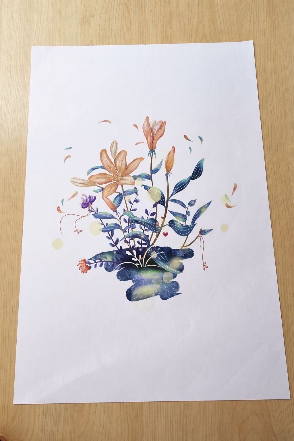Floral Botanical Art Print Lily Flower Wall Decor Modern Poster 8.5×11
