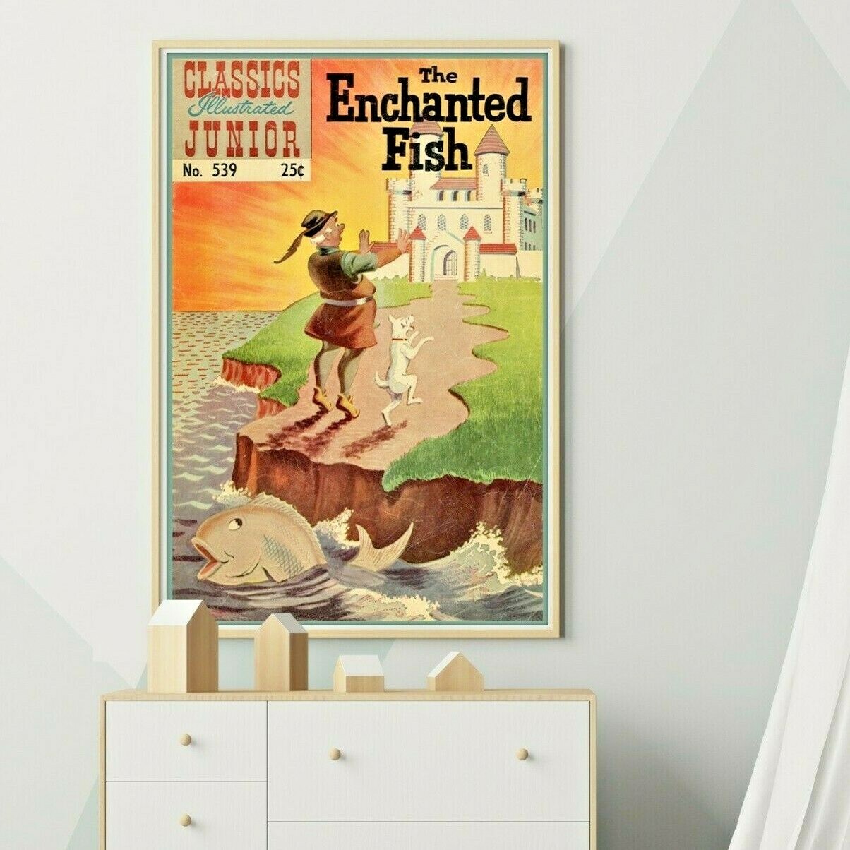 1958 The Enchanted Fish Children’s Comic POSTER! – Nursery Rhymes – Fairy Tales