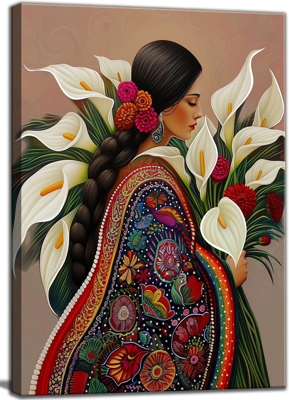 Calla Lily Canvas Wall Art Mexican Vintage Flower Decor painting Pictures Gir…