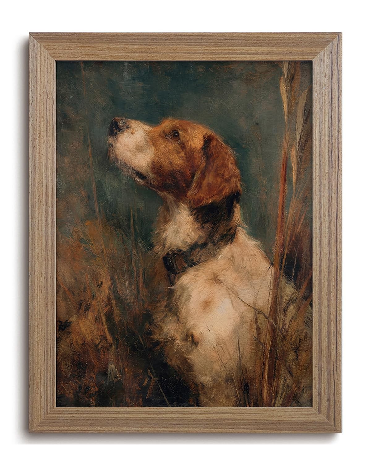 JQ7OL Dog Wall Art Wood Framed Vintage Canvas 10″L x 8″W,