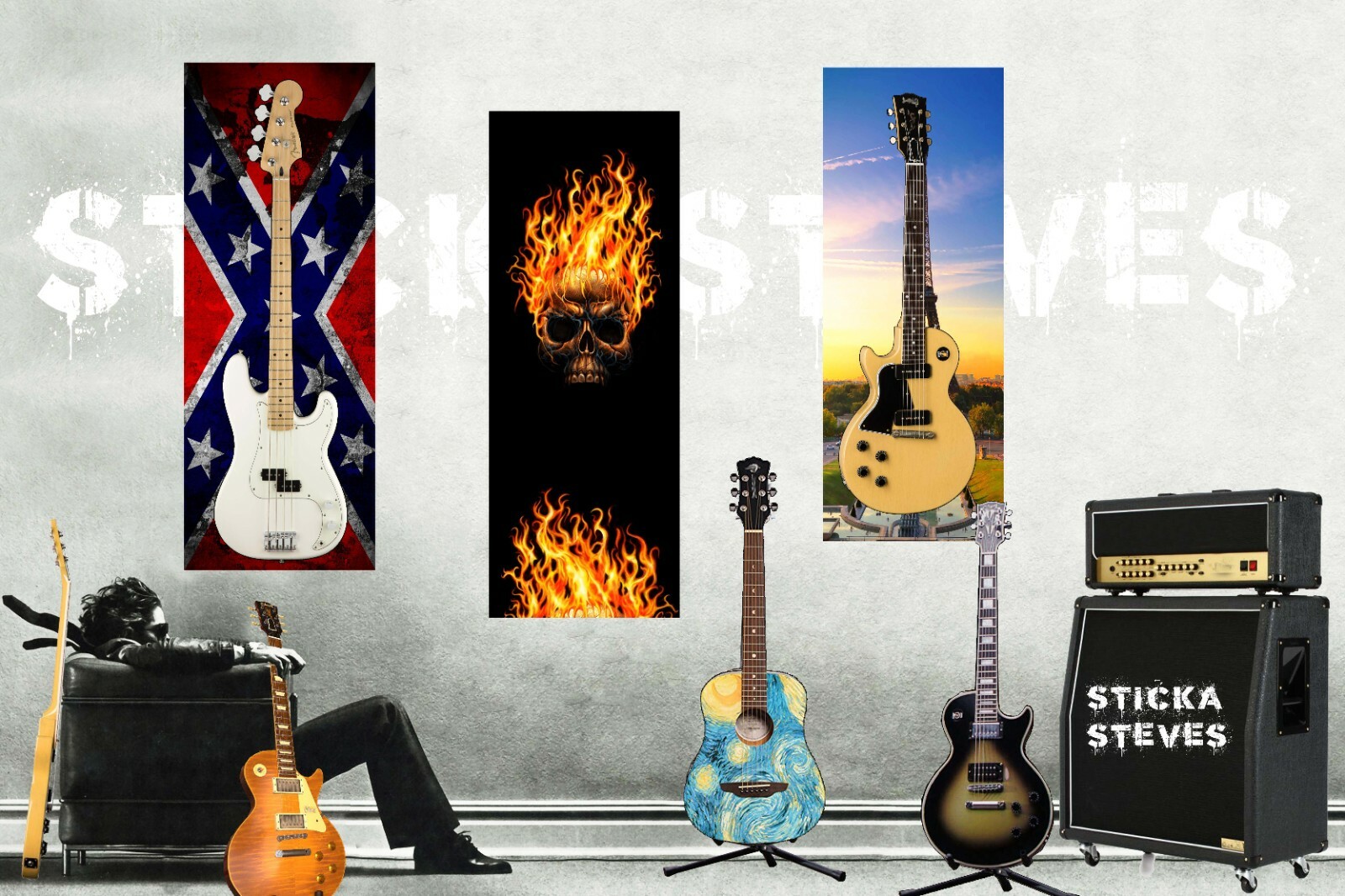 Wall Art Guitar Display Décor -Blueberry Cheesecake Swirl 2149