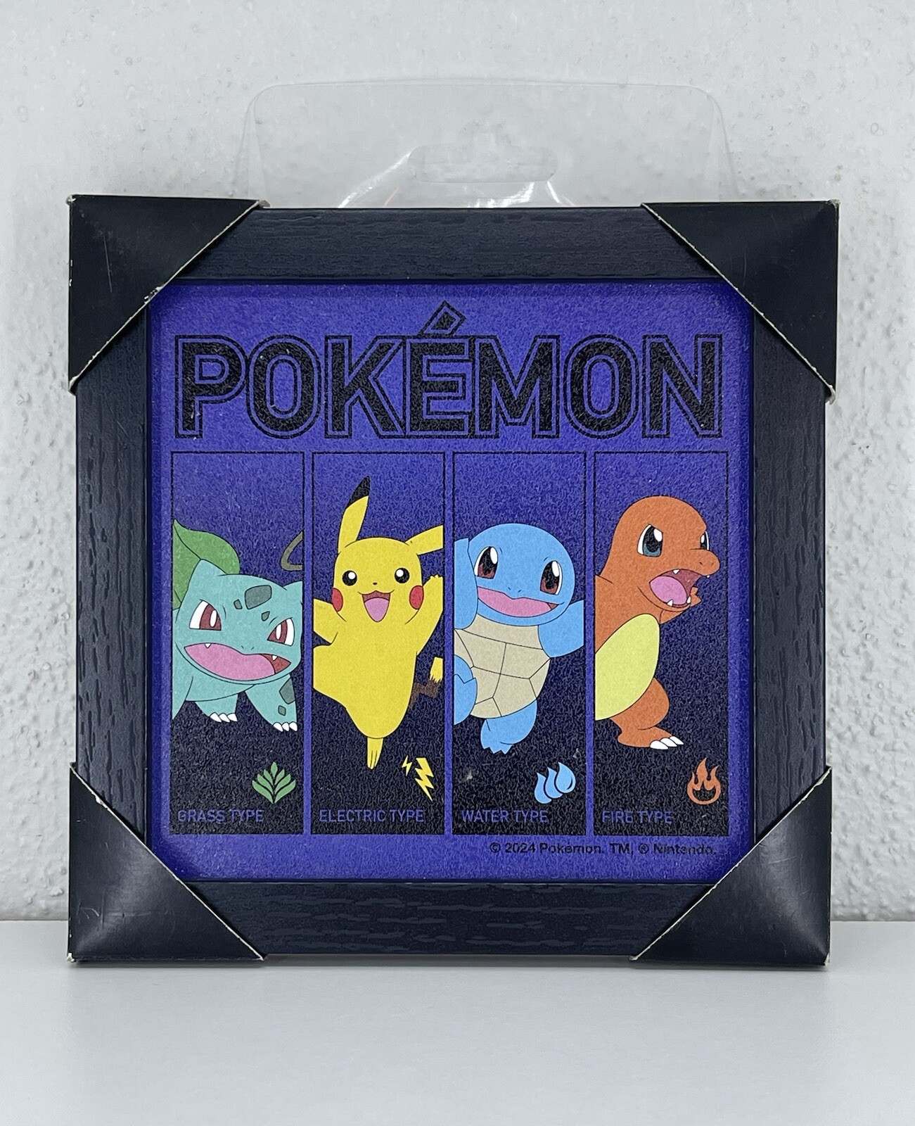 Pokemon Wall Art 6×6-Grass, Electric, Water, And Fire Type