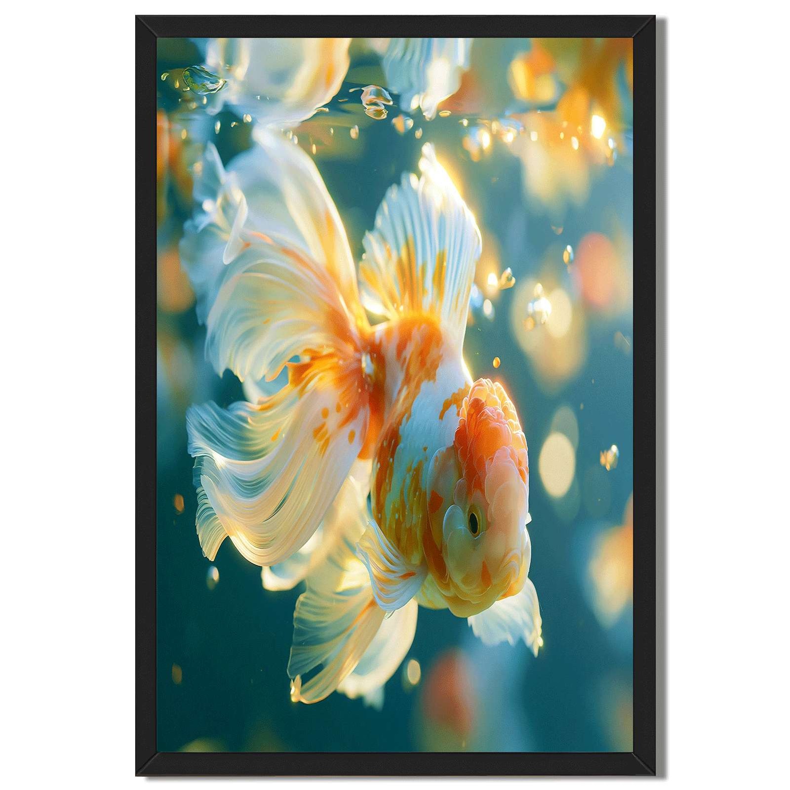 Elegant Goldfish Framed Canvas Print Modern Wall Art Home Decor