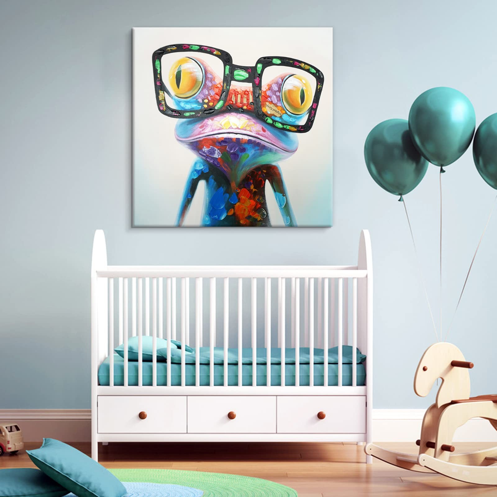 Frog Wall Art with Glasses Colorful Funny Canvas Animal Paintings Poster Pict…