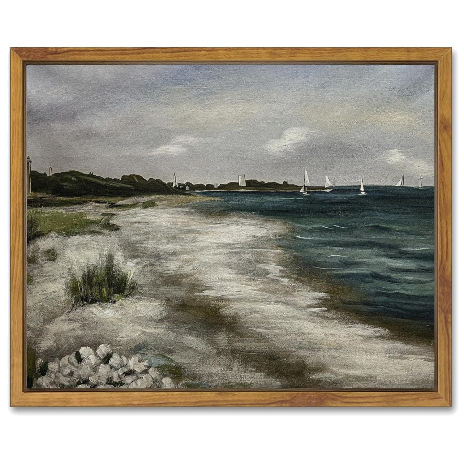 Coastal Elegance: Vintage Framed Wall Art for Home Decor – 8×10 Canvas