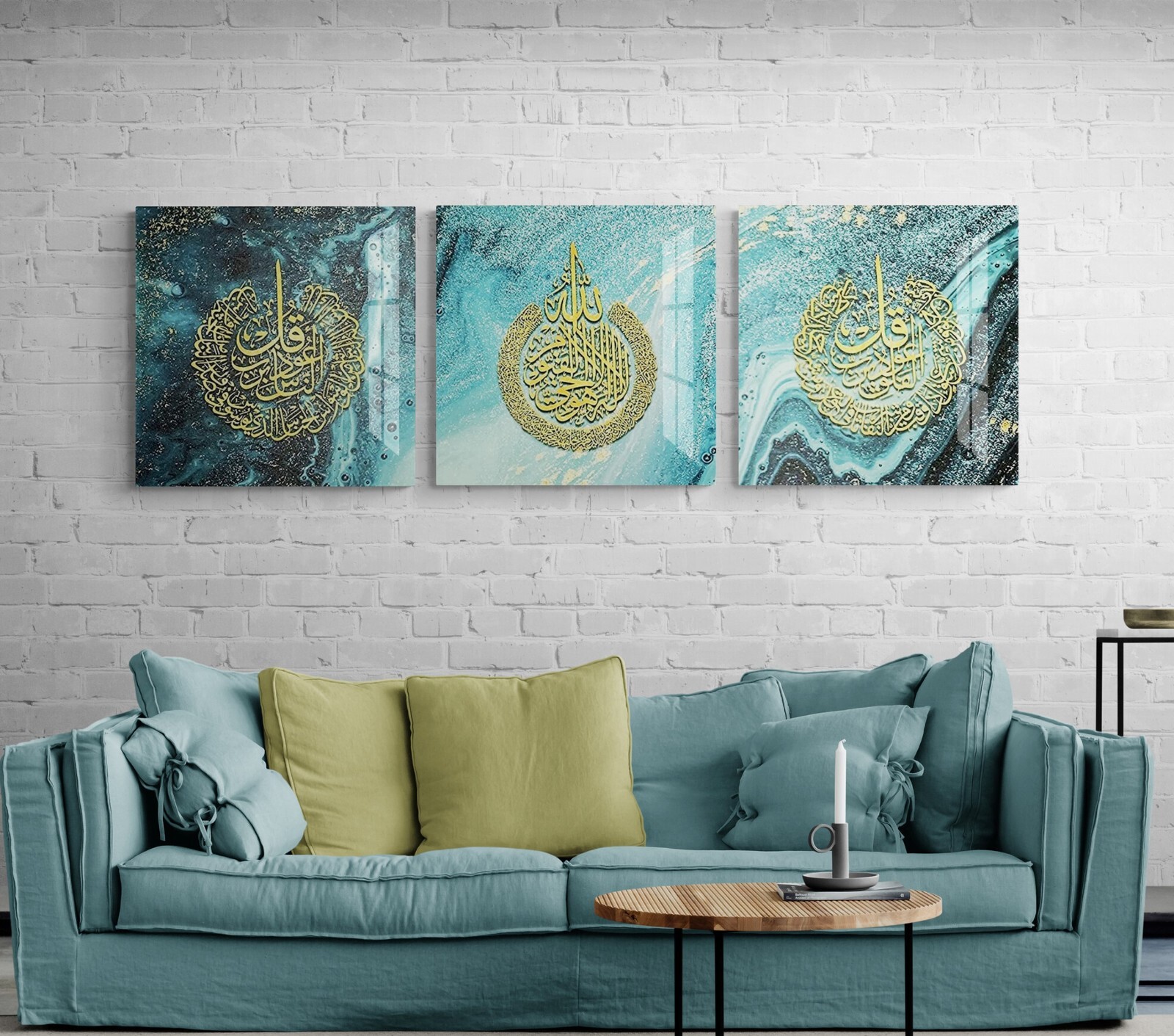 Glass Ayatul Kursi Islamic Wall Arts, Tempered Glass Muslim Home Decor and Gift