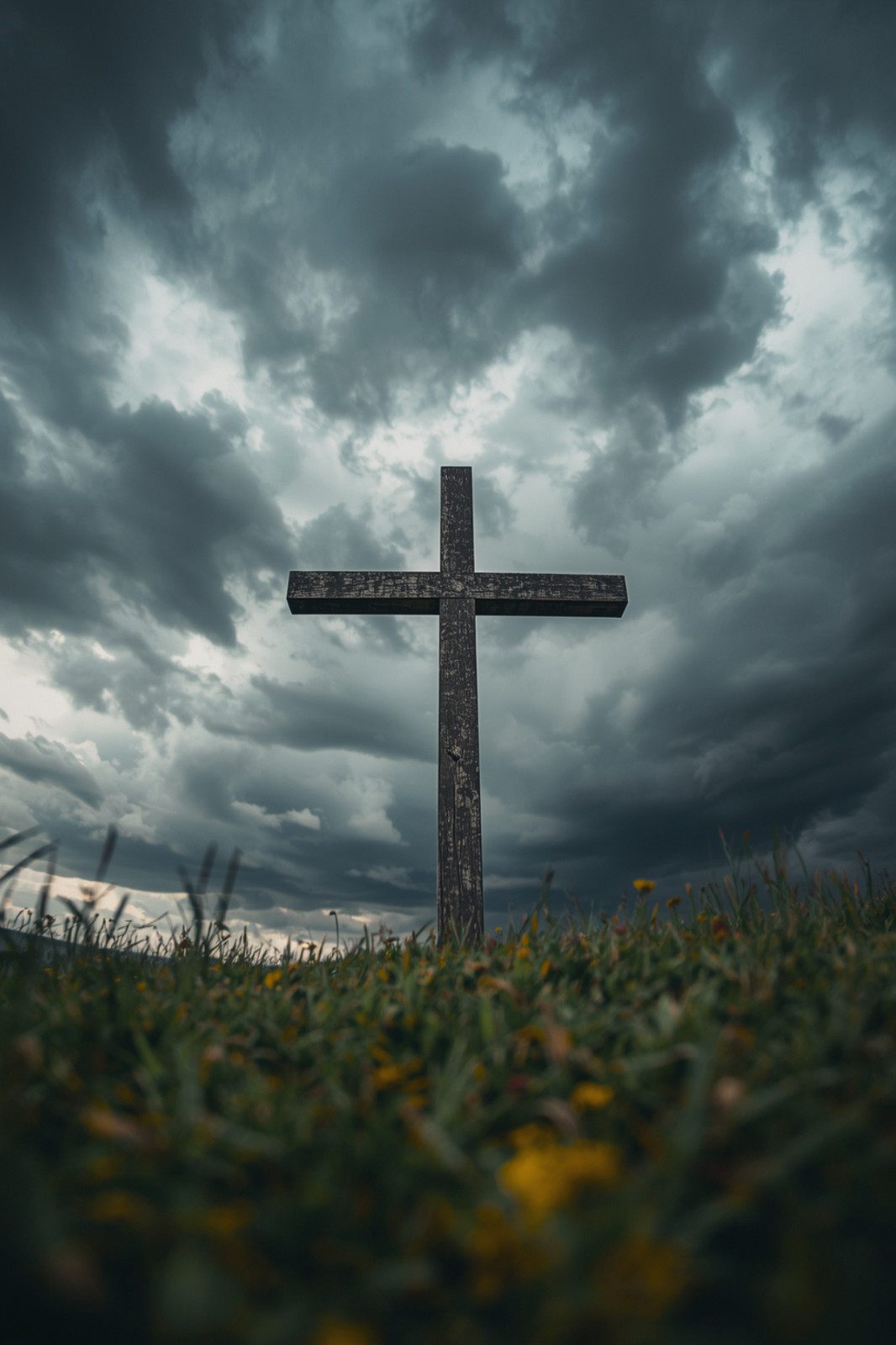 Christian Cross Storm Clouds Field 4×6 Photo Print Religious Wall Art Decor