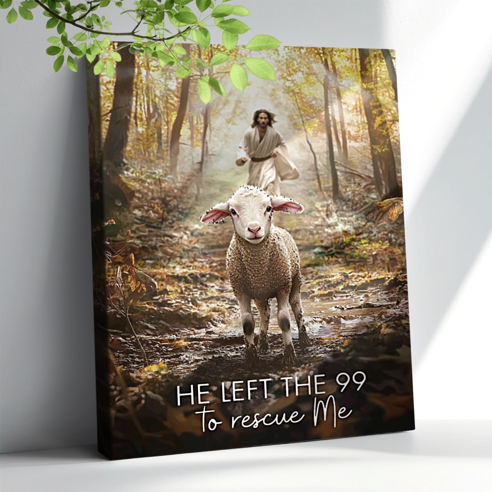 Jesus and Lamb Canvas Wall Art Jesus Leaves The 99 Sheep Wall Art Christian R
