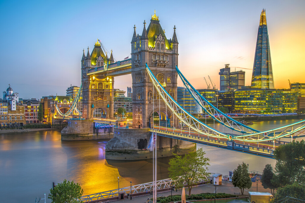 Tower Bridge and the Shard at Sunset London UK Photo Art Print Poster 18×12