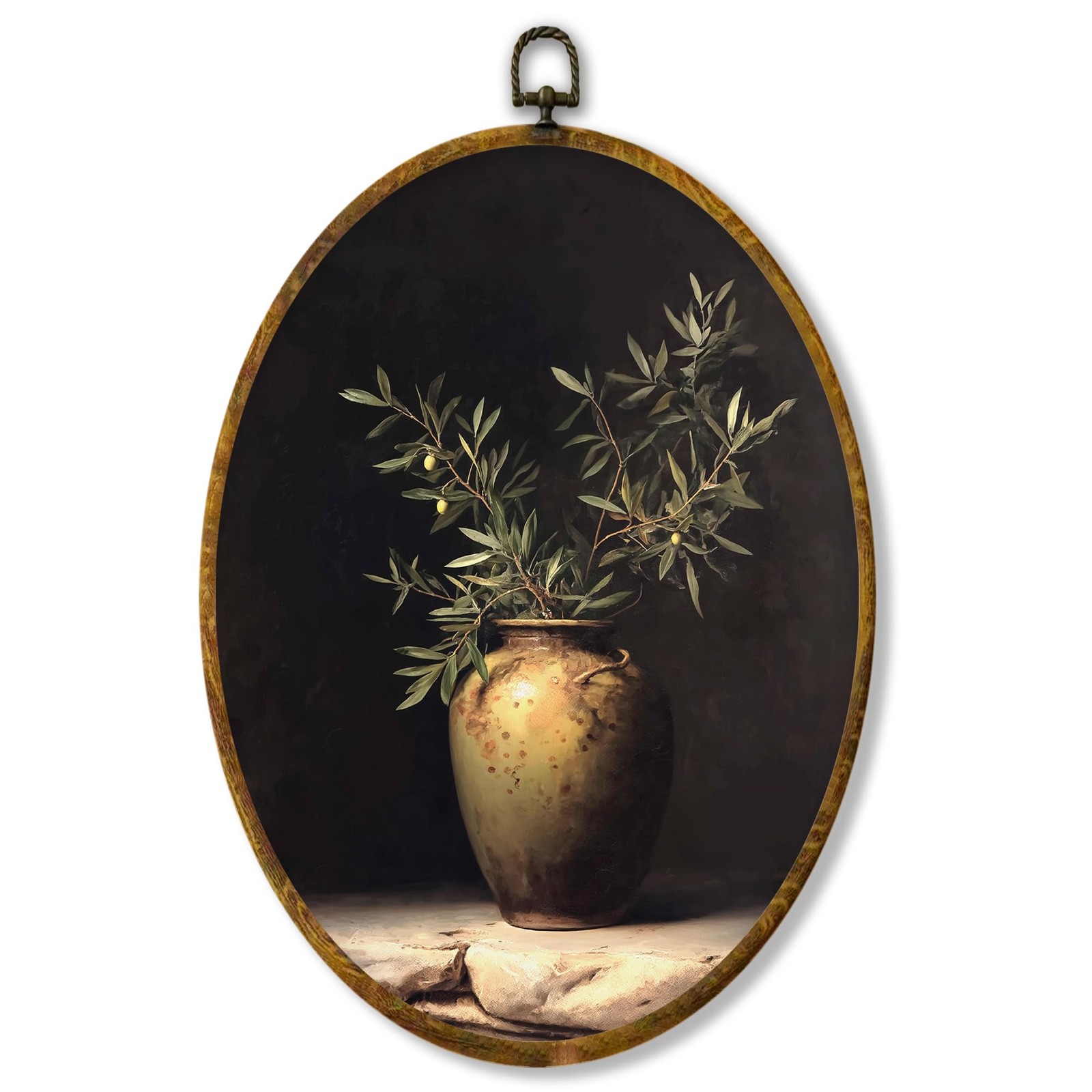 Vintage Farmhouse Olive Canvas Wall Art Decor, Rustic Farmhouse Moody Dark Co…