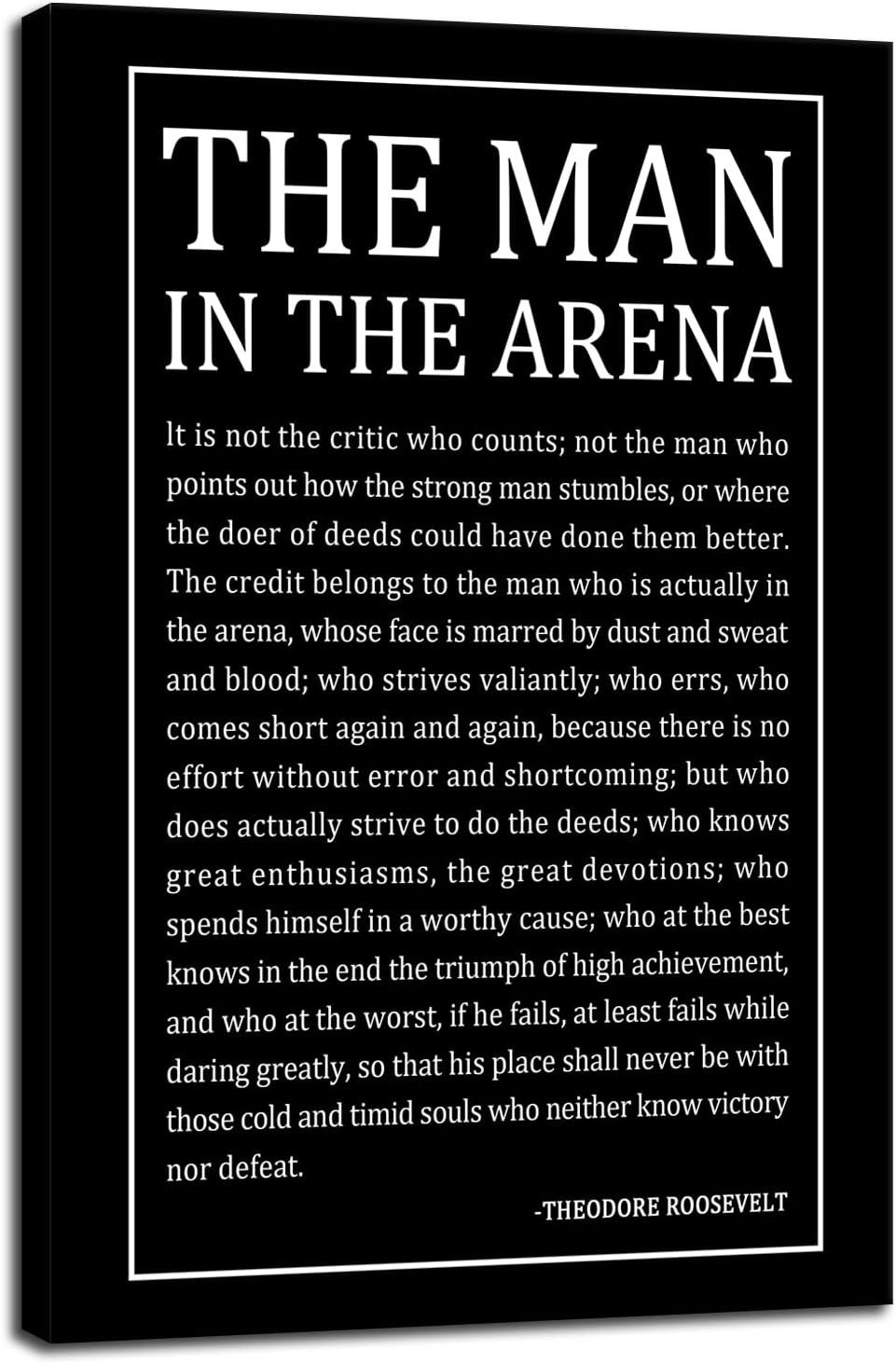 Motivational Wall Art Inspirational the Man in the Arena Quotes Poster Inspiring