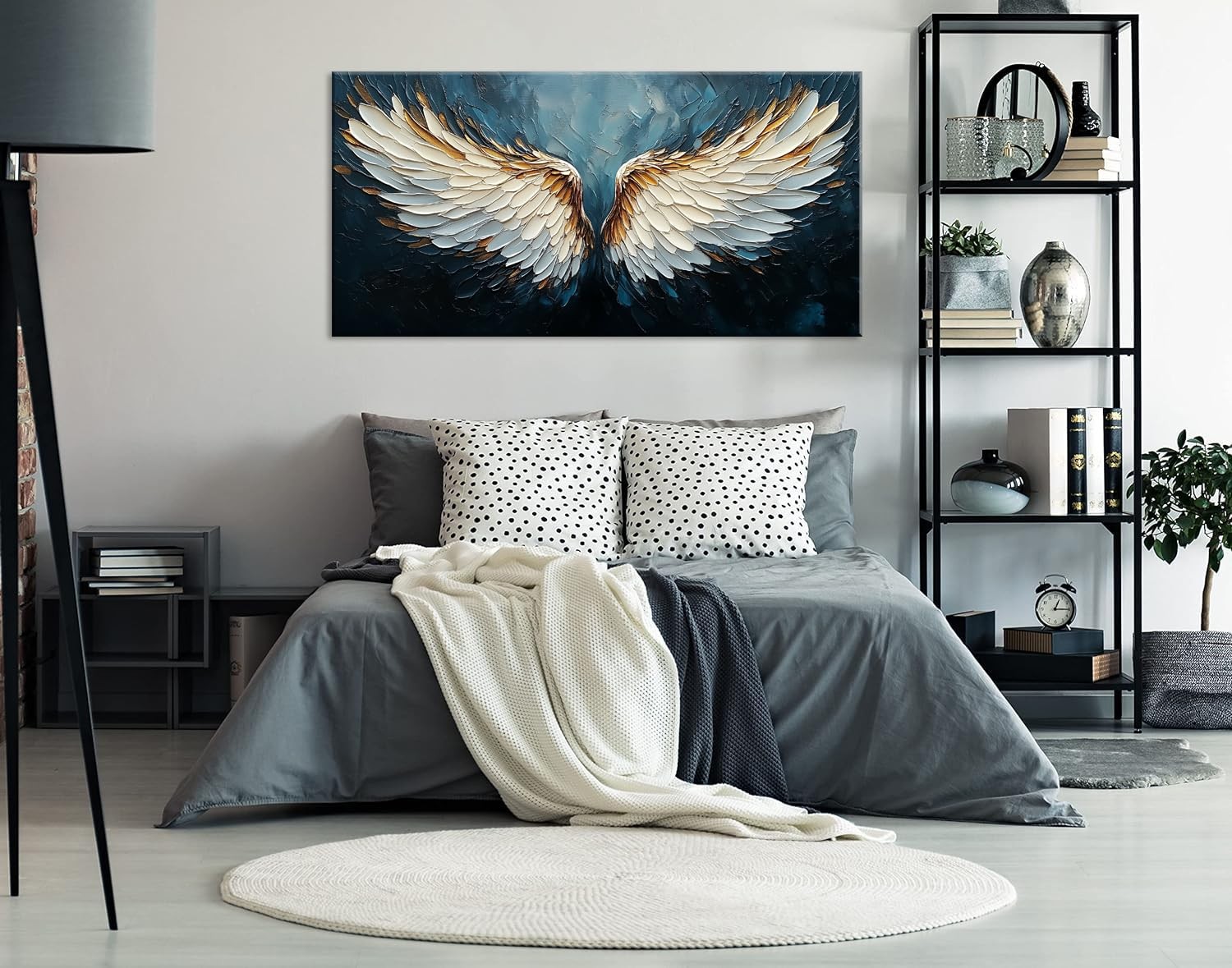 Angel Wings Wall Art Blue Oil Painting Reproduction Print Modern Abstract Can…