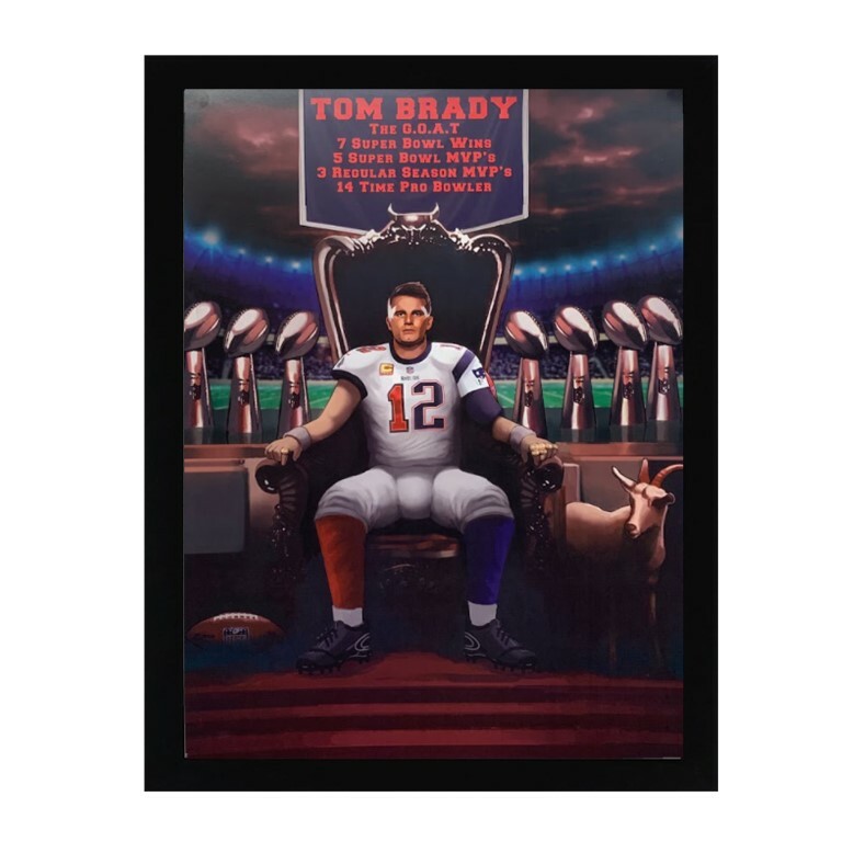 Tom Brady Tampa Bay Buccaneers Super Bowl NFL GOAT Art Wood Framed Picture Print