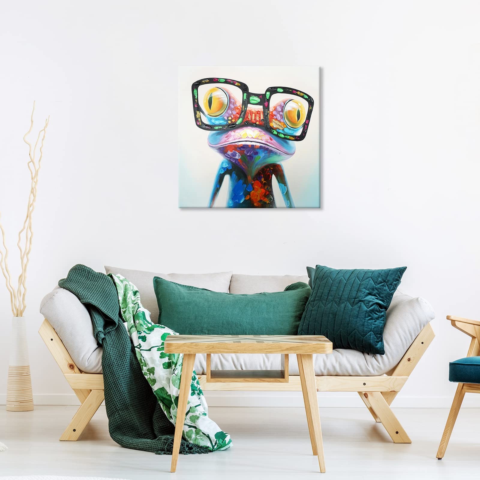 Frog Wall Art with Glasses Colorful Funny Canvas Animal Paintings Poster Pict…
