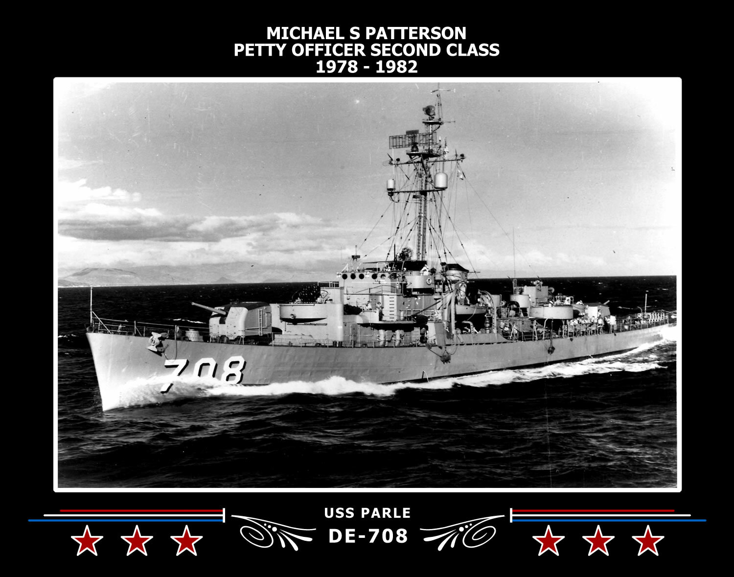Navy Emporium USS Parle DE-708 Canvas Photo Print 191DE708