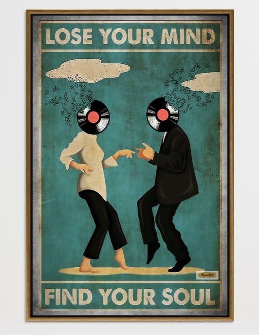 Retro Vinyl Head Art Poster Lose Your Mind Find Your Soul 24×36 Unframed