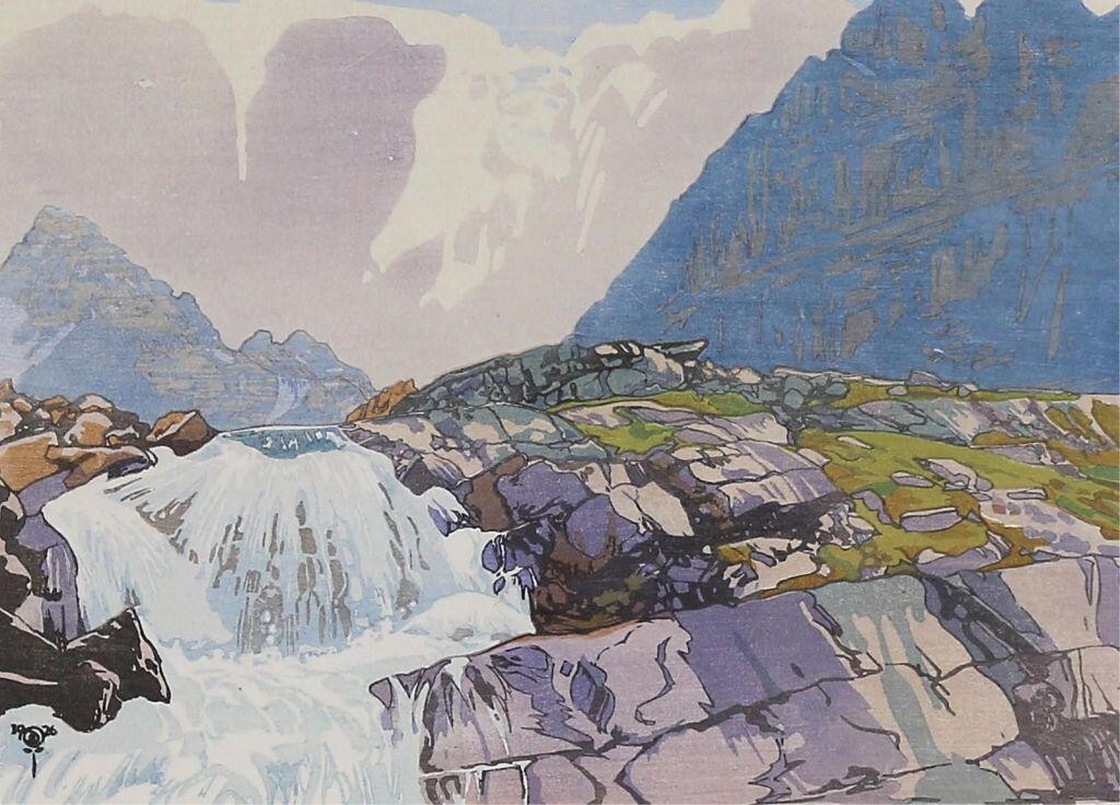 Mountain Torrent [woodcut] : Walter J. Phillips : Archival Quality Art Print
