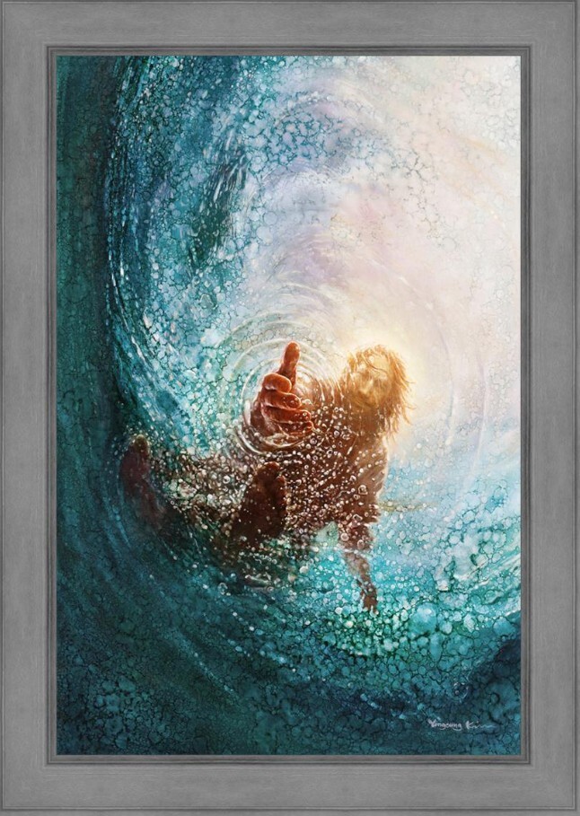 The Hand Of God Jesus Reaching Into Water Poster No Framed