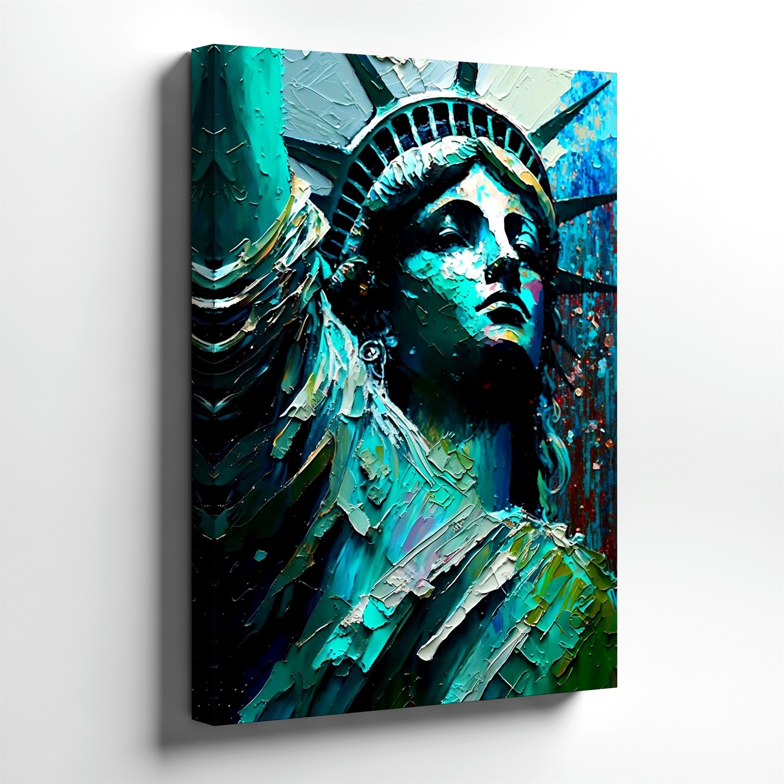 Wall Art Statue of Liberty Abstract Oil Painting Textured Canvas Print Decor