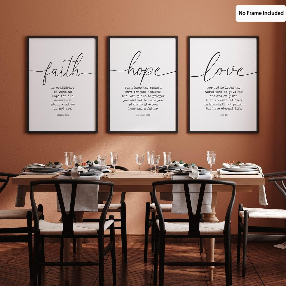 Faith Hope and Love Bible Verses 3 Piece Canvas Wall Art Decor Serenity Prayer W