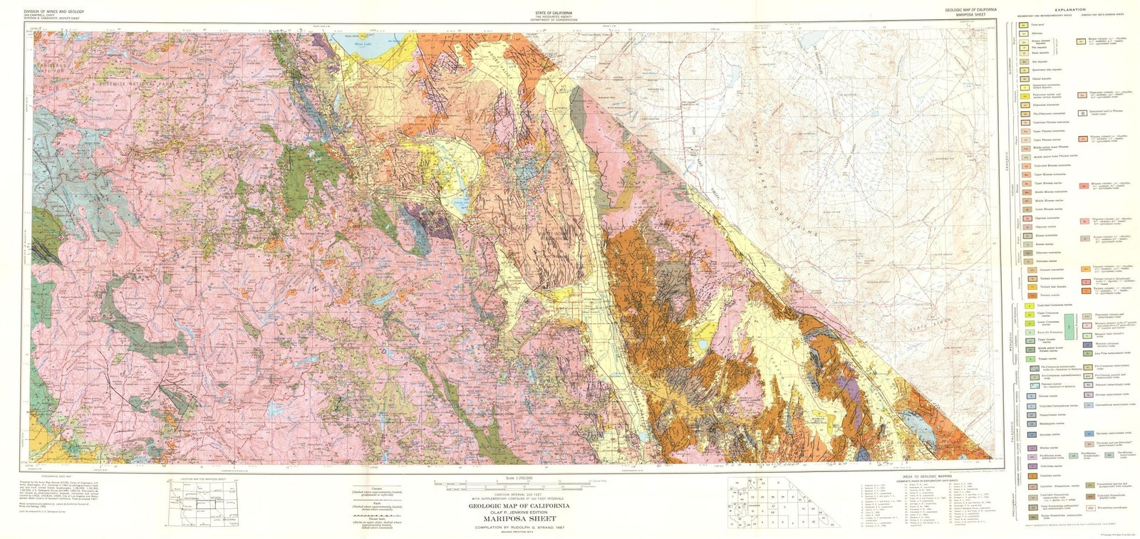Historic Mine Map – Mariposa Sheet – Strand 1961 – Vintage Wall Art
