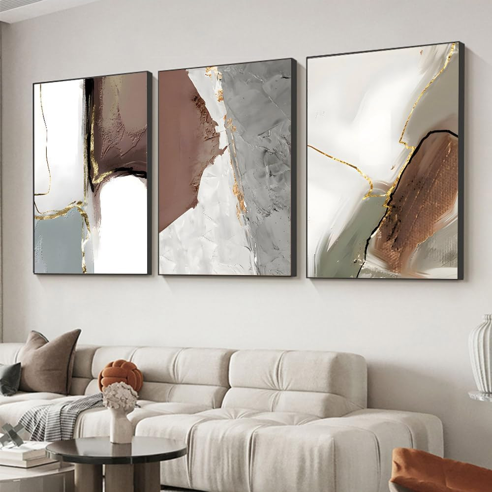 Set of 3 Large Abstract Canvas Wall Art for Living Room, Bedroom, Office