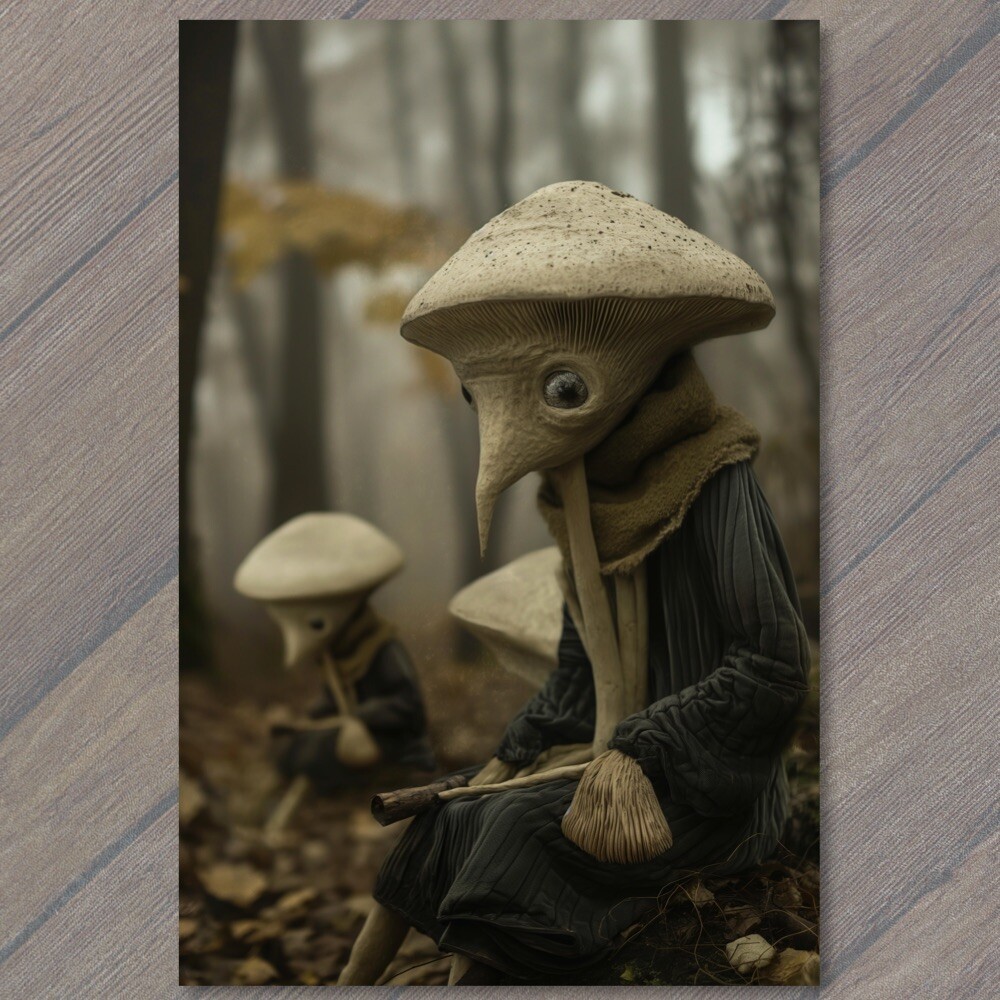 Art Print Mushroom Man People Alive Fungi Weird Creepy Alien Strange Unusual
