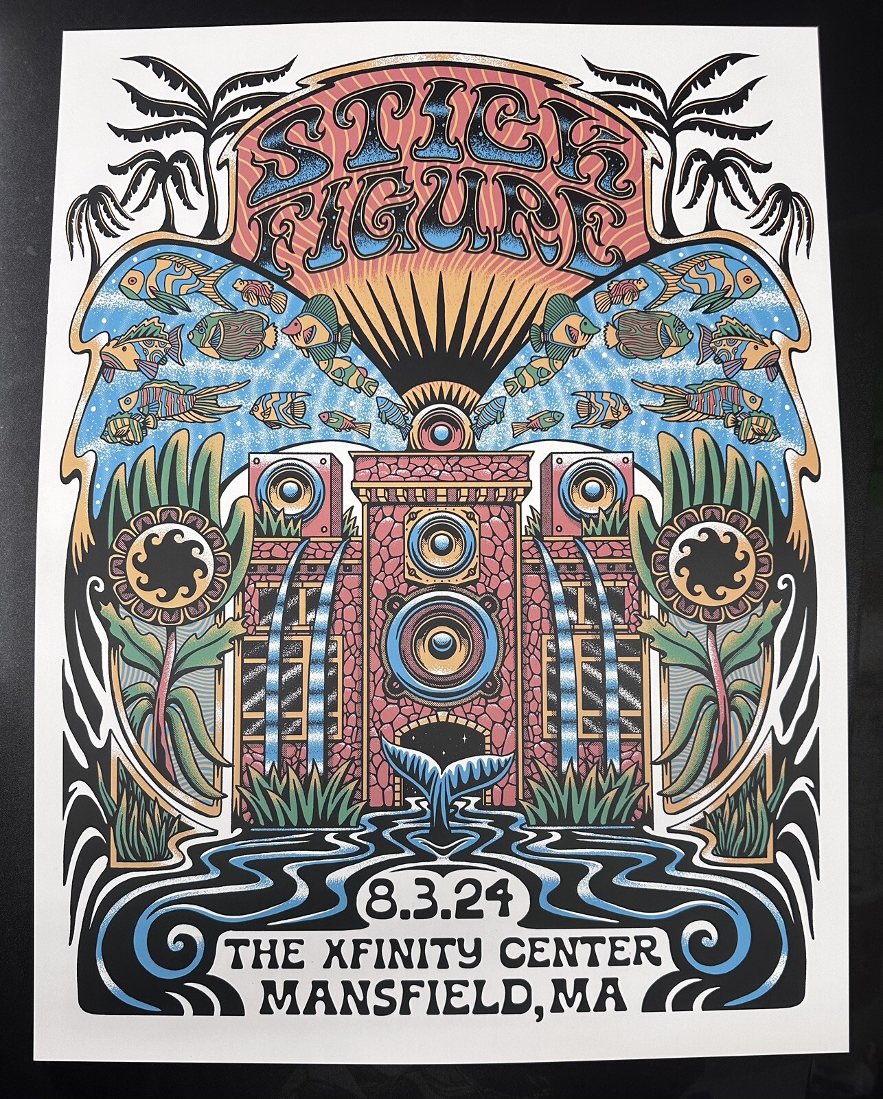 Stick-Flgure Aug 3 2024 Mansfield MA US Tour Concert Poster