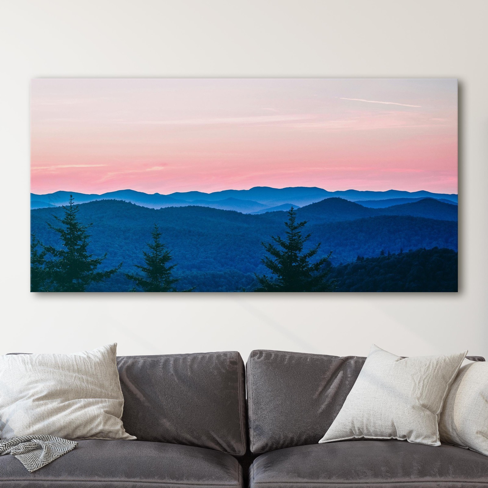 Vermont Mountains Purple Sunset Canvas Wall Art Print