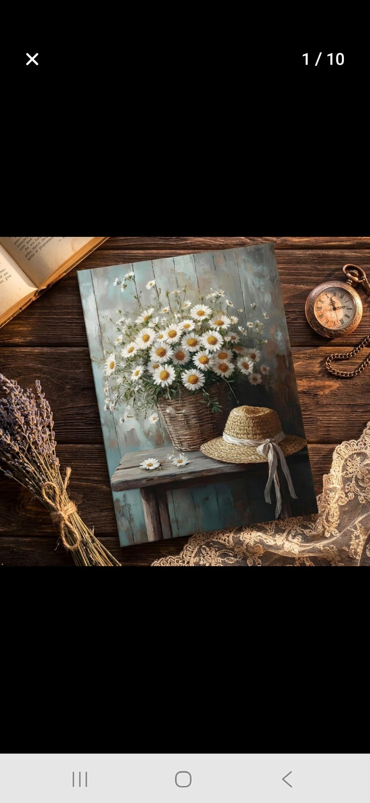 Rustic Farmhouse Daisy Floral Canvas Wall Art Vintage Country Floral Wall Decor