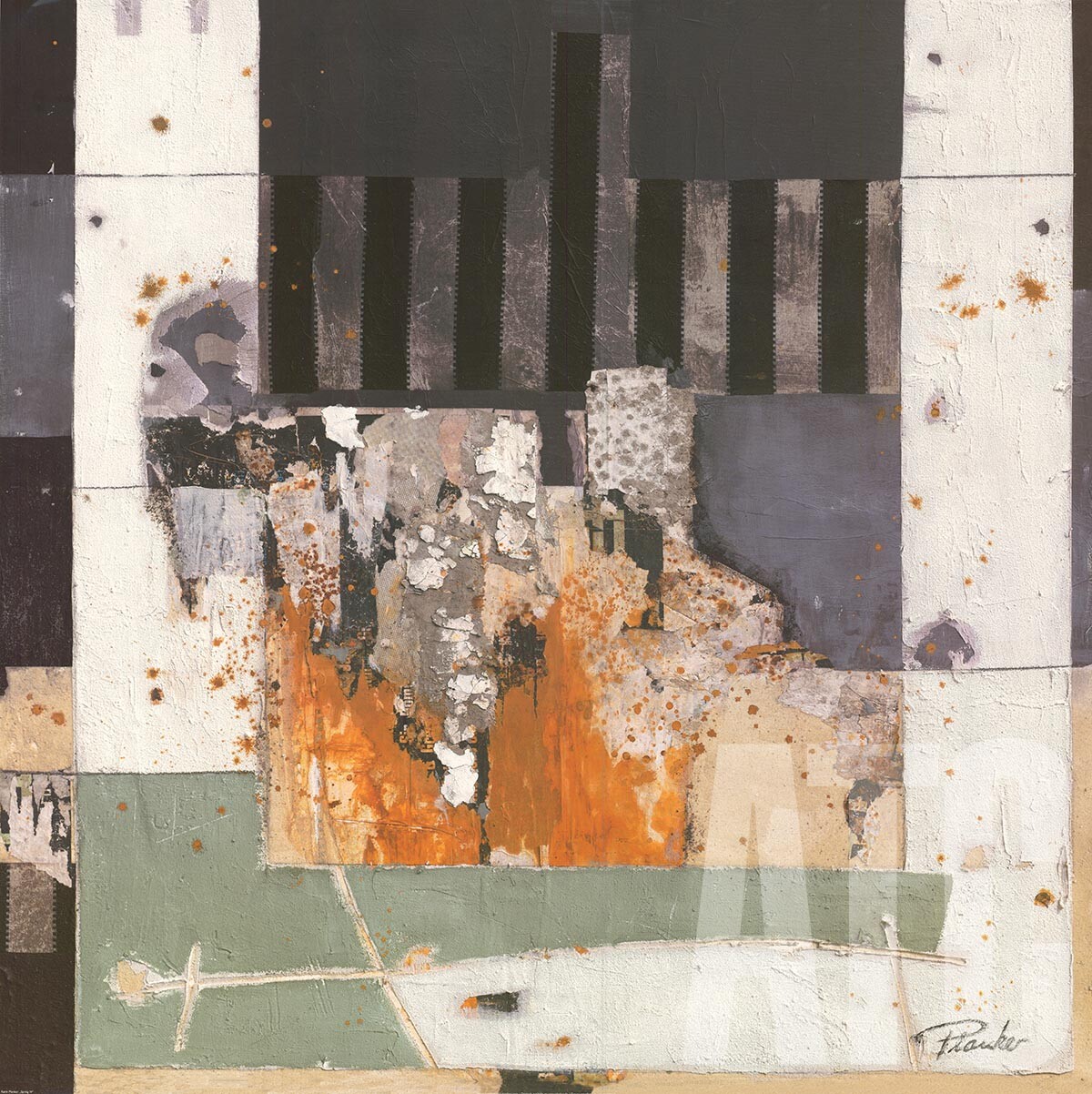 39W»x39H» SPRING IV by KAREN PLANKER – MONTAGE COLLAGE PLASTER CHOICES of CANVAS