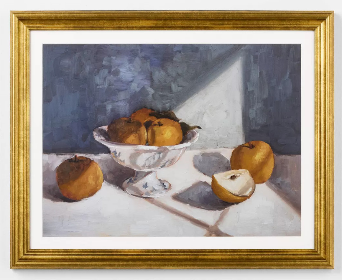 NEW 20″x16″ Fruit Pear Still Life Framed Wall Art Threshold Studio McGee Gold