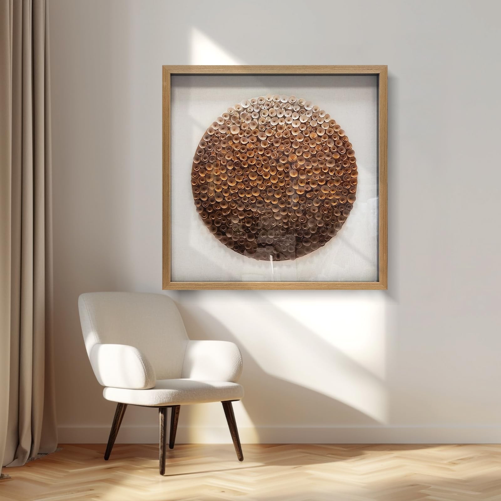 Natural Wood Paper Cylinder Wall Art Brown Gradient Color Circular Design wit…