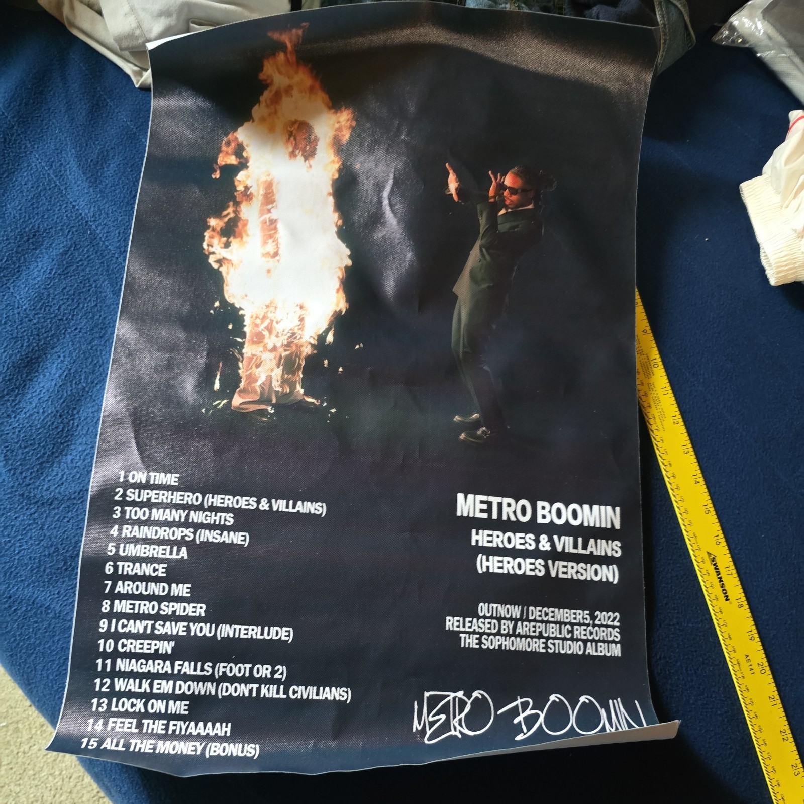 Metro Boomin Heroes & Villains Canvas Poster 15 1/2 x23 1/2” UNFRAMED
