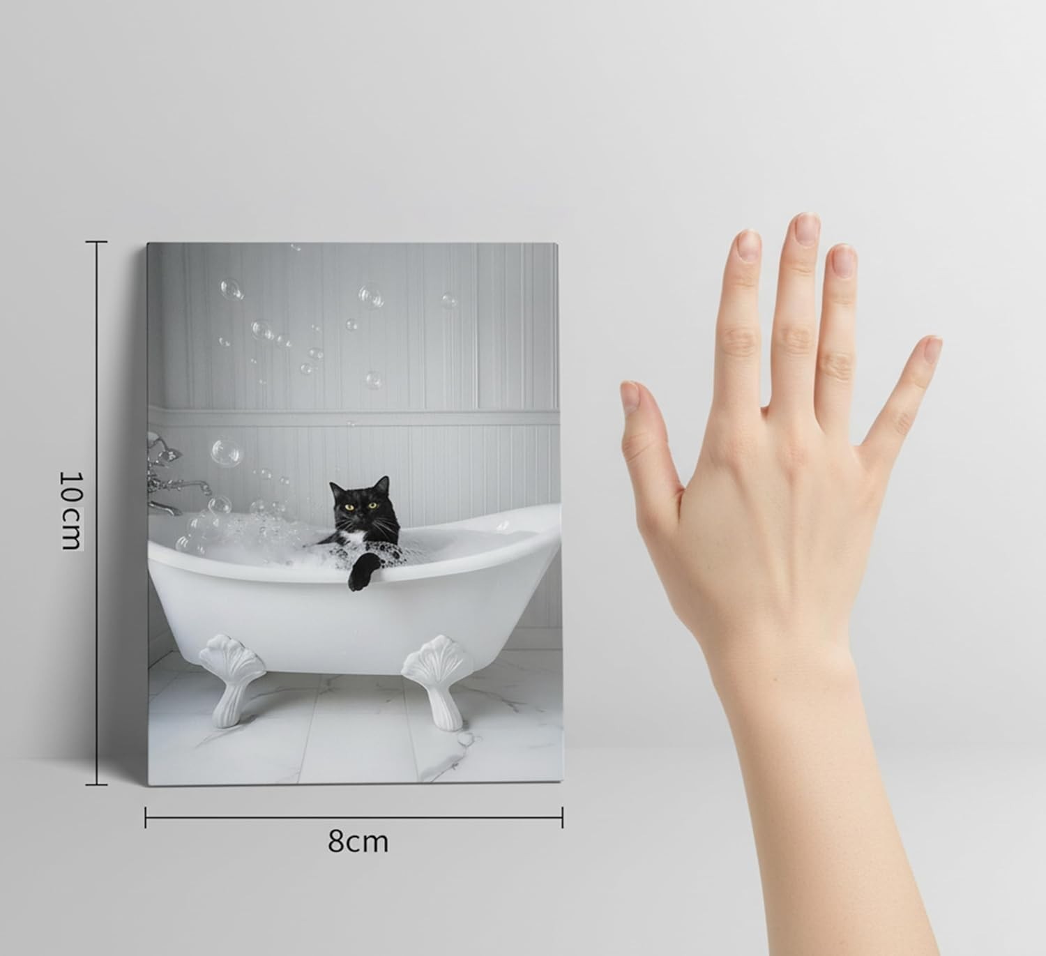 Funny Black & White Cat in Tub Canvas Art – Perfect 8×10 Gift for Cat Lovers