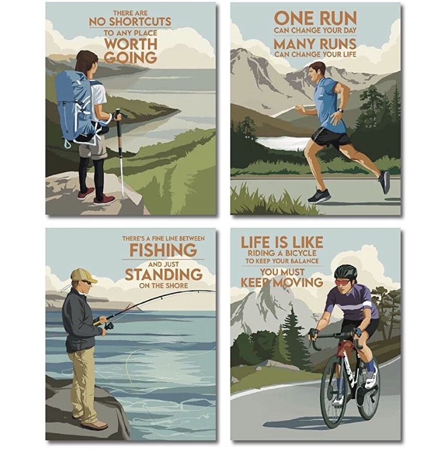Wall Art Motivational Decor Nature Outdoor Quotes Inspiration Gift 8×10 Set Of 4