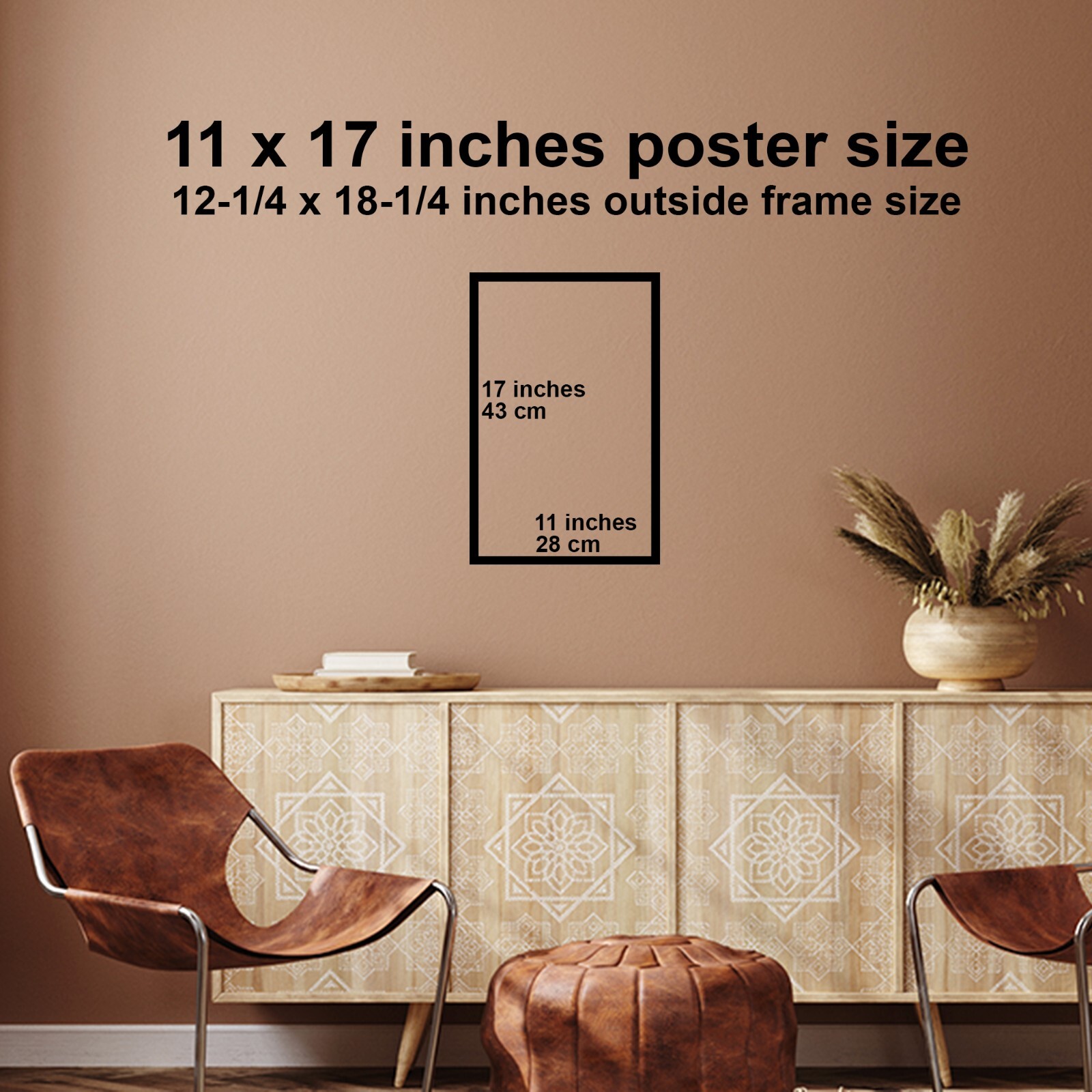 11×17 Black Wood 3/4″ Frame, Glass, Backing by Wallspace