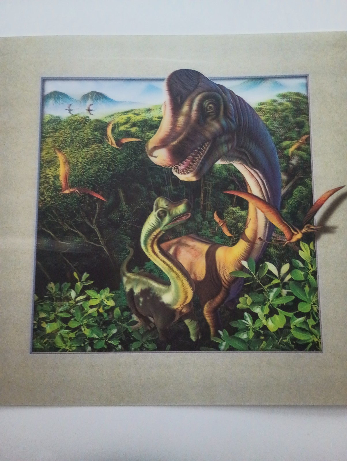 Dinosaurs 3D Lenticular Picture 15.5″ X 15.5″ (Pic 11.5″X11.5″ Inset) New