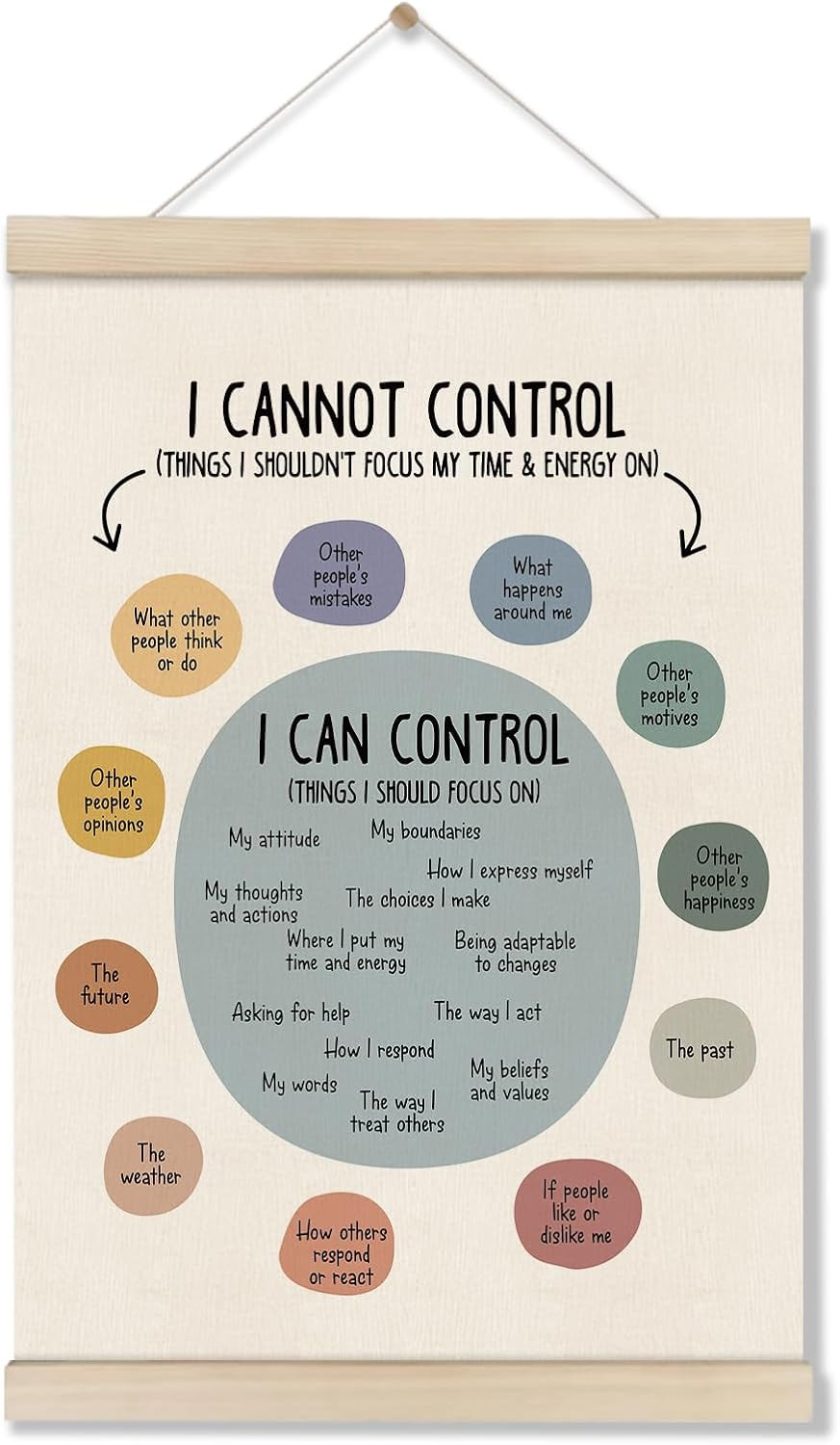 Mental Health Posters Hanger Frame, Things I Can Control Poster 16X12 Inch, Ther