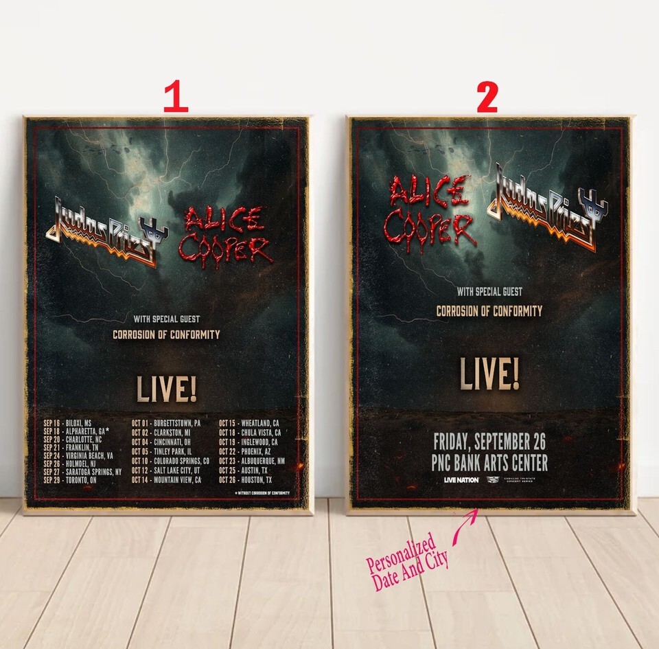 Custom Judas Priest & Alice Cooper North America Tour 2025 Poster