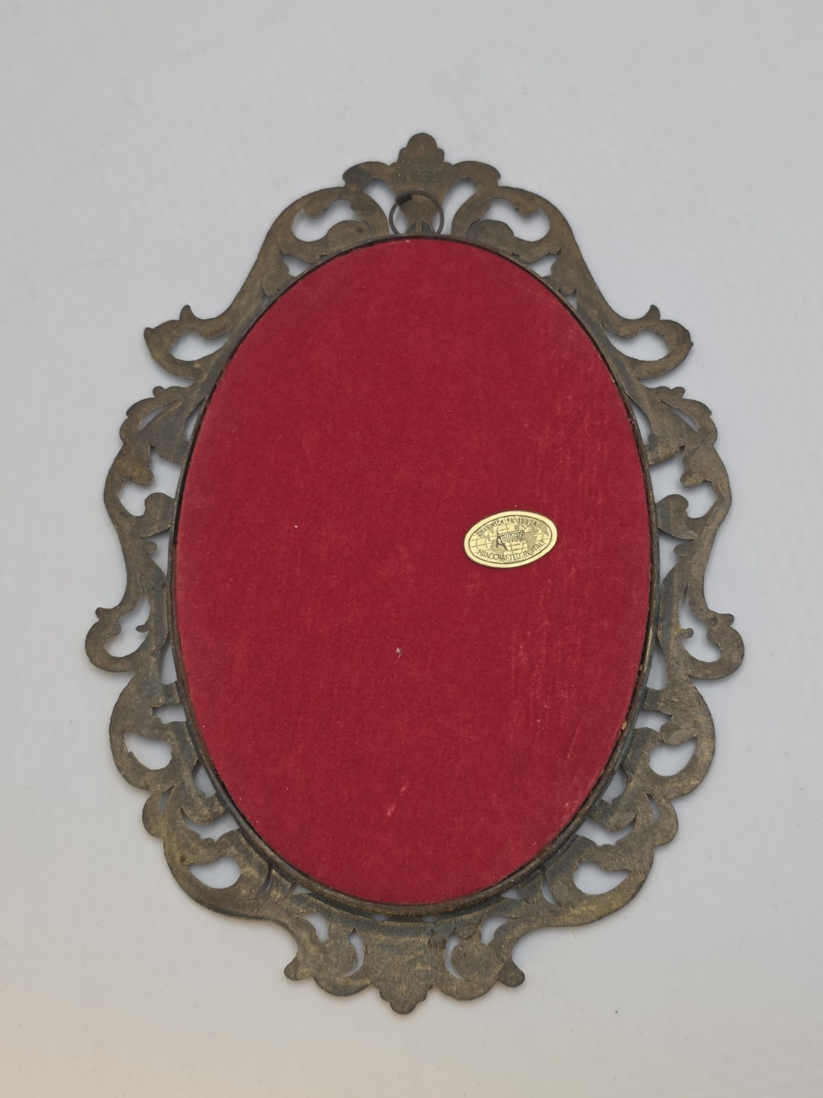 VTG Italian Florentine Brass Frame Portrait Lady Oval Gallery Wall Art 8″