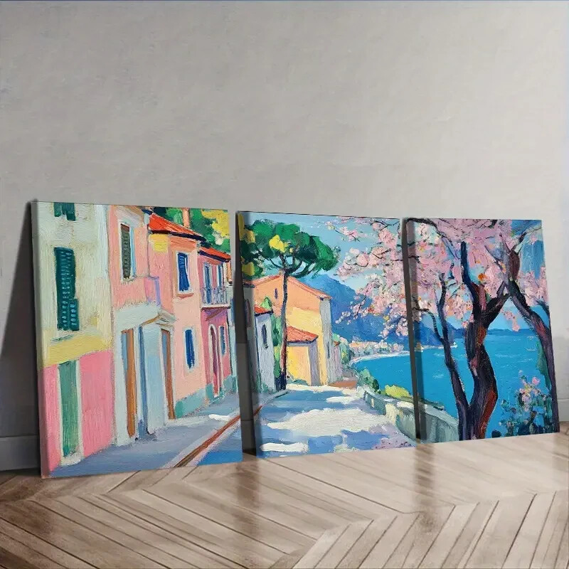 3pcs The cherry blossoms open. (5) f Wall Art Canvas Unframed/Framed