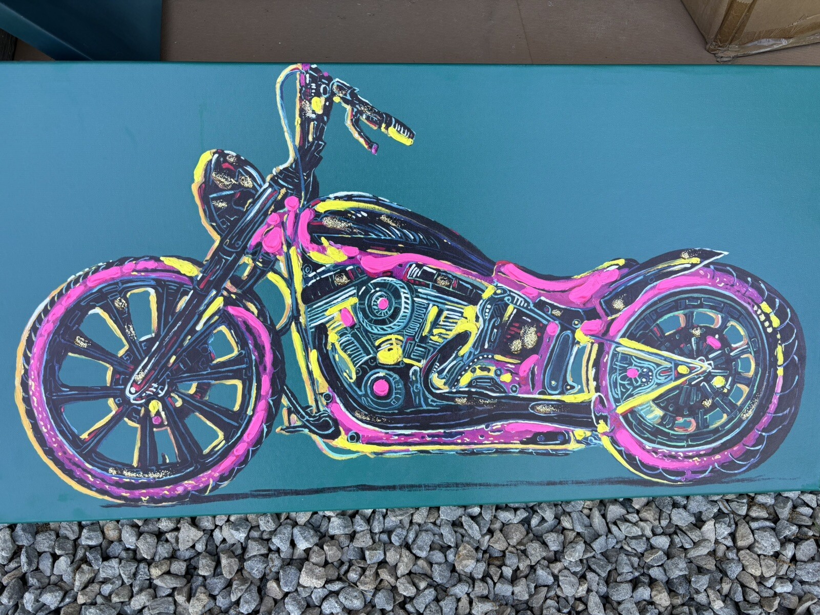 Motorcycle Multicolor Canvas Wall Art 36″ x 18″ The Spring Shop 2019 NWT