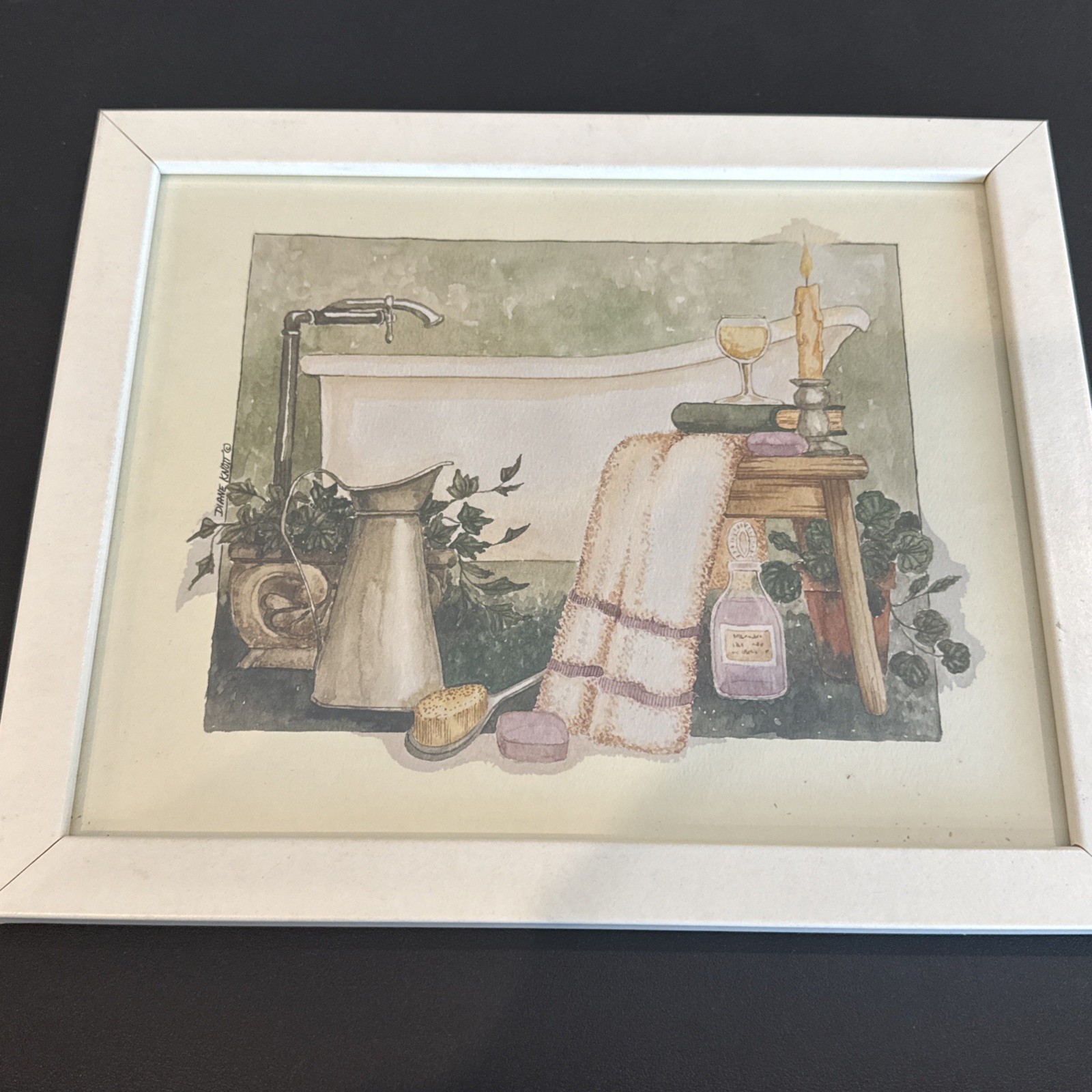 Set of 2 Framed Bathroom Wall Art Prints Bathtub Bath Decor 8×10 White Frame