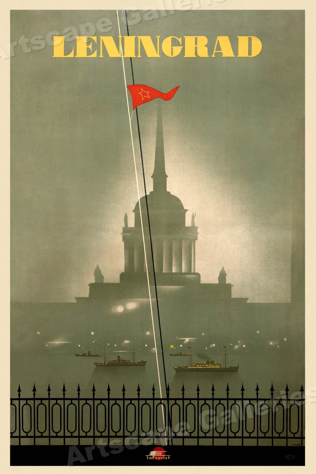 Leningrad USSR 1950s Vintage Style Soviet Russia Travel Poster – 16×24